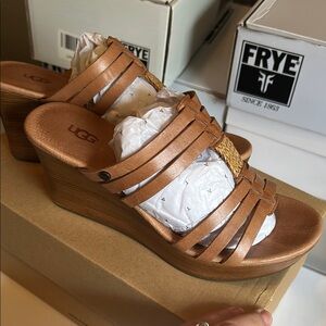 UGG Women's Tan Wedge Sandals
